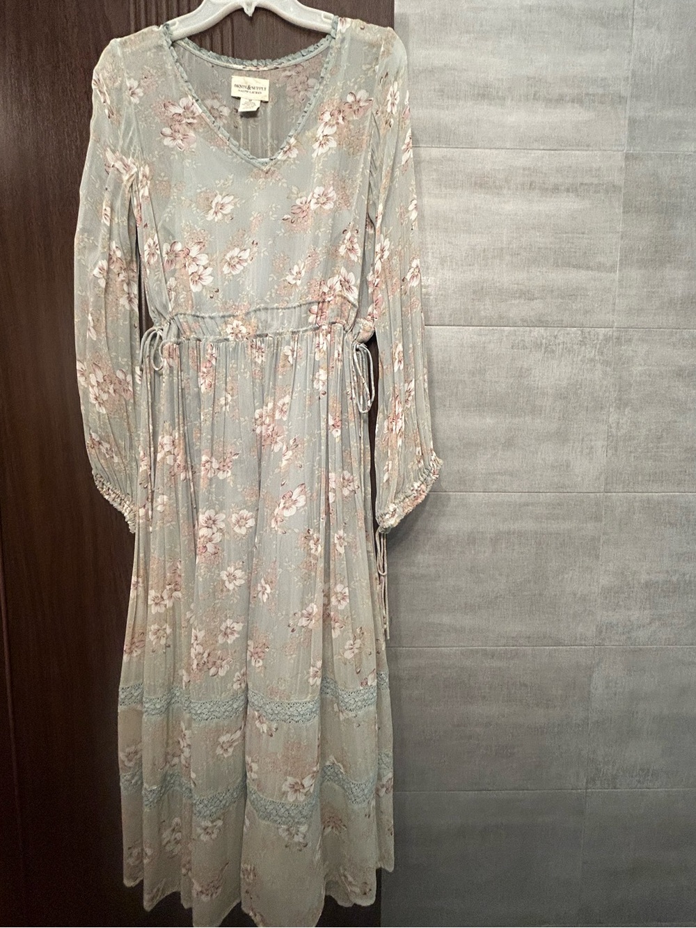 Ralph Lauren Denim & Supply Sage Floral Maxi Dress with Lace Trim
